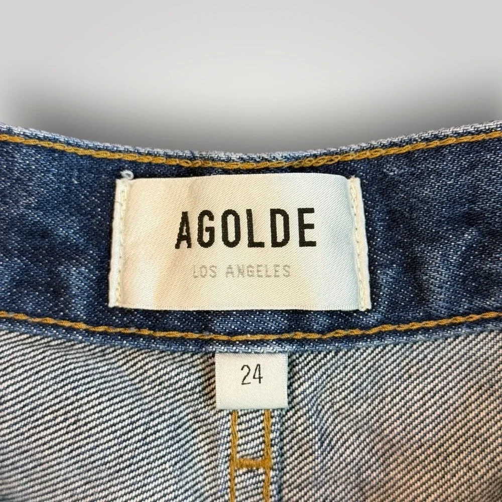 AGOLDE Dame High Rise Wide Leg Jeans‎ Dark Indigo Blue 24